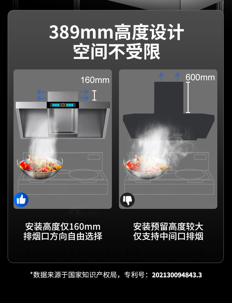 ky体育变频油烟机高度设计对比