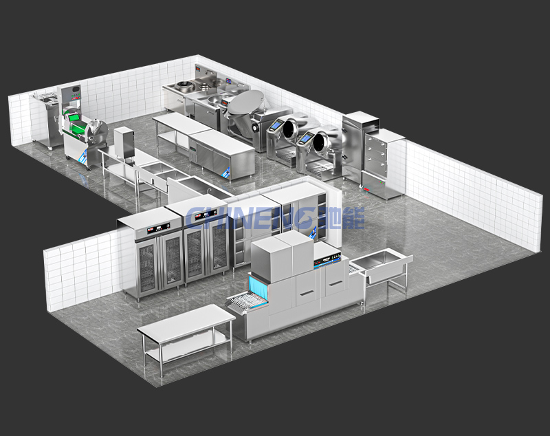 50-100Intelligent canteen 3D Rendering