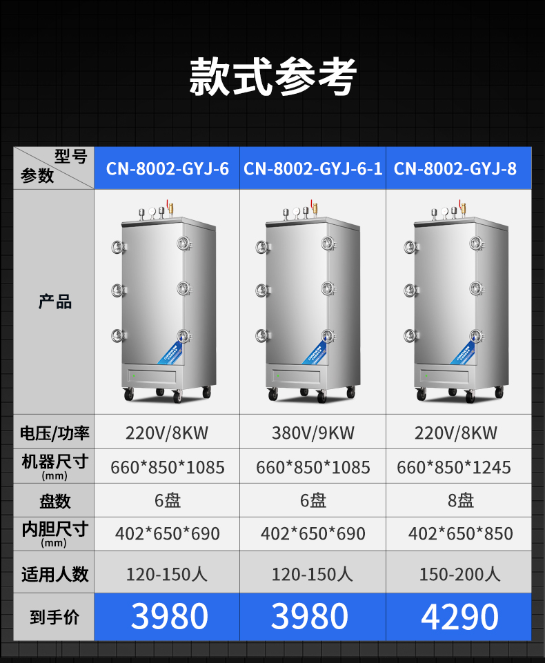 高原蒸柜参数表